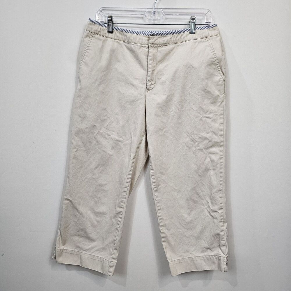 Preppy Khaki Capri Pants Womens 10 Cotton Casual Cropped Ankle Golf Classic